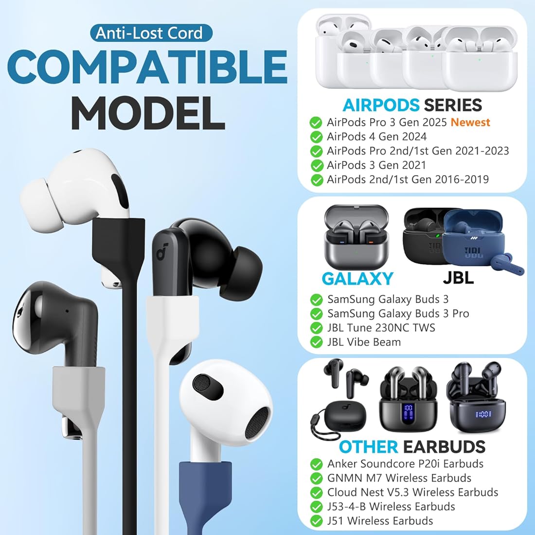 Airpods Pro 33台 Mooyavia 5 Pack Ultra Strong Magnetic AirPods Straps, Anti-Lost